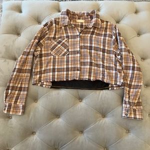 cropped plaid shirt with Nashville print on back